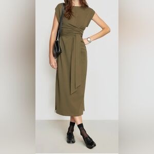 Modern Citizen olive green Fei Tie- Front Organic Cotton dress, size Small, NWT